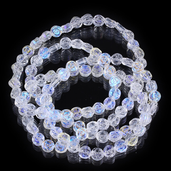 Margele cristal electroplacat 6x7mm (sirag) - trandafir alb AB
