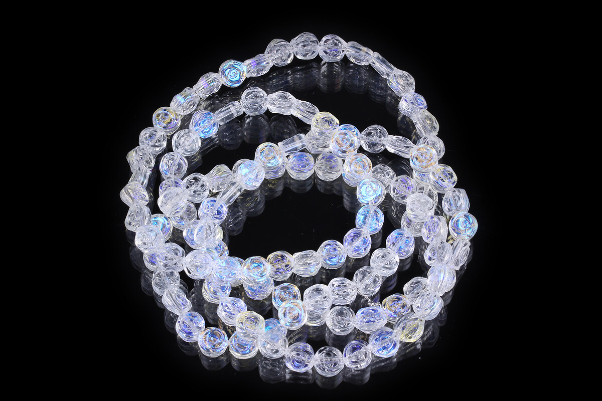 Margele cristal electroplacat 6x7mm (sirag) - trandafir alb AB