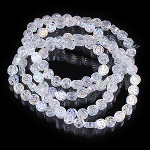 Margele cristal electroplacat 6x7mm (sirag) - trandafir alb auriu AB