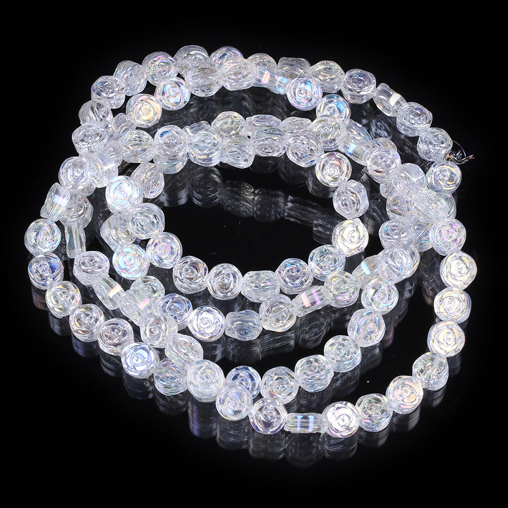 Margele cristal electroplacat 6x7mm (sirag) - trandafir alb auriu AB