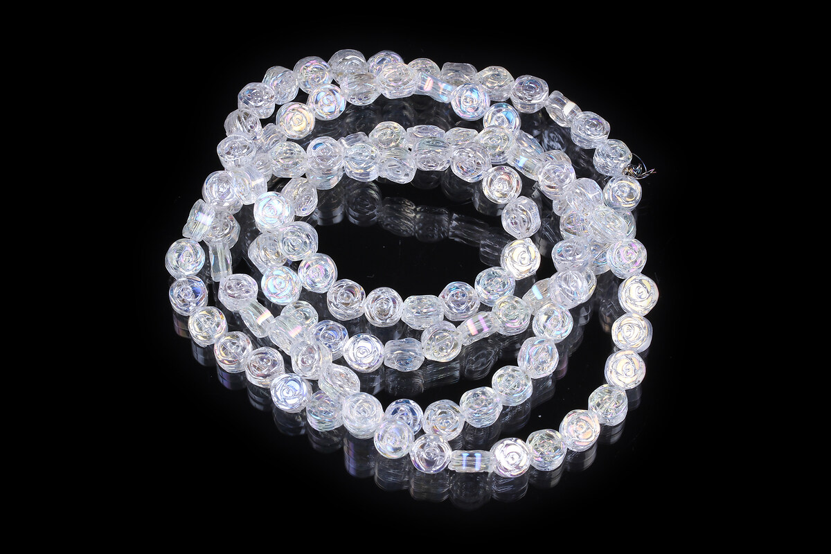 Margele cristal electroplacat 6x7mm (sirag) - trandafir alb auriu AB