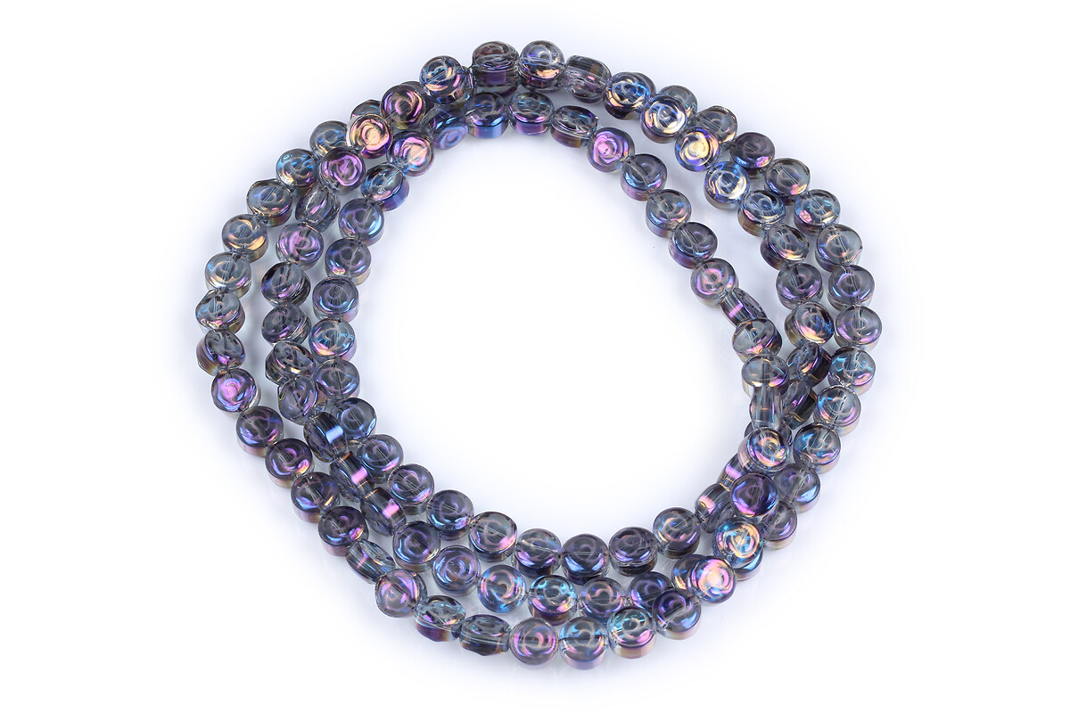 Margele cristal electroplacat 6x7mm (sirag) - trandafir gri mov AB