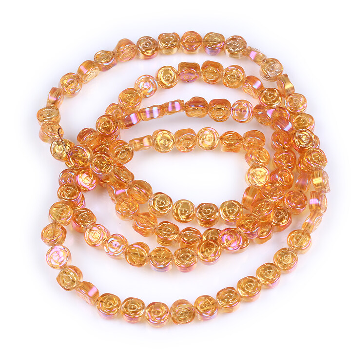 Margele cristal electroplacat 6x7mm (sirag) - trandafir portocaliu AB