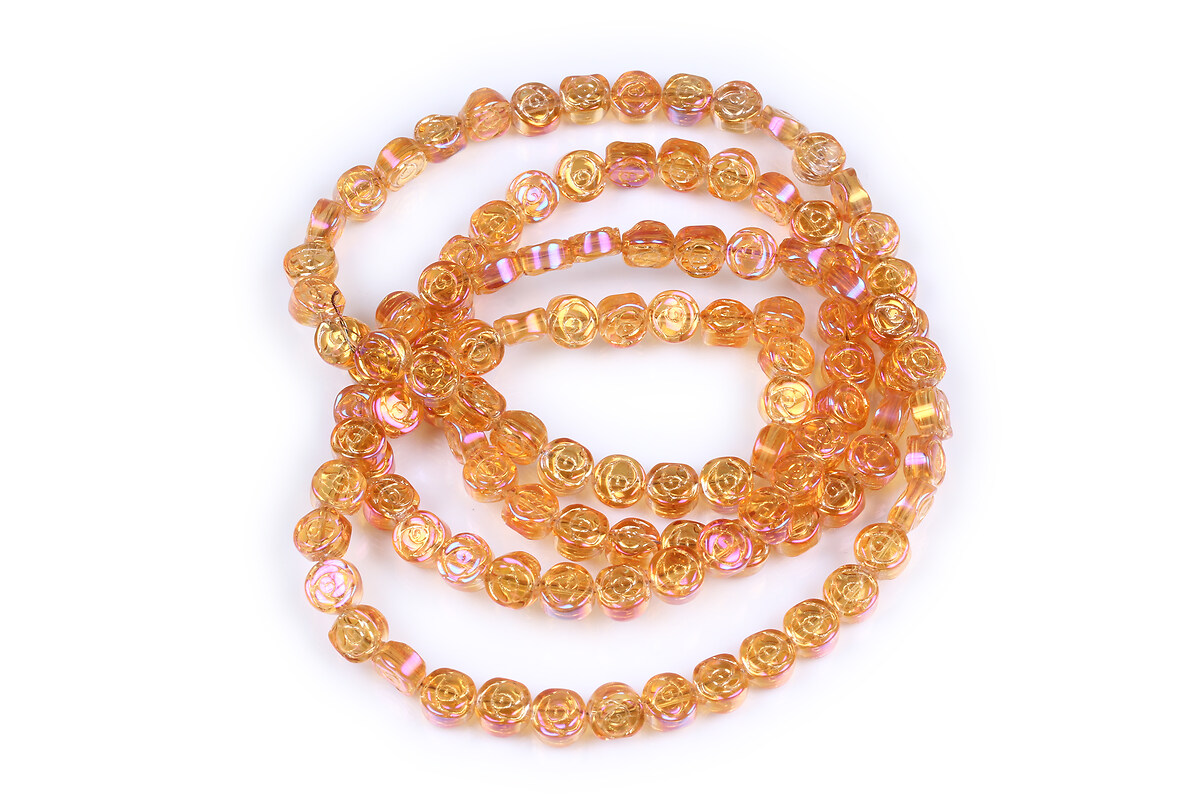 Margele cristal electroplacat 6x7mm (sirag) - trandafir portocaliu AB