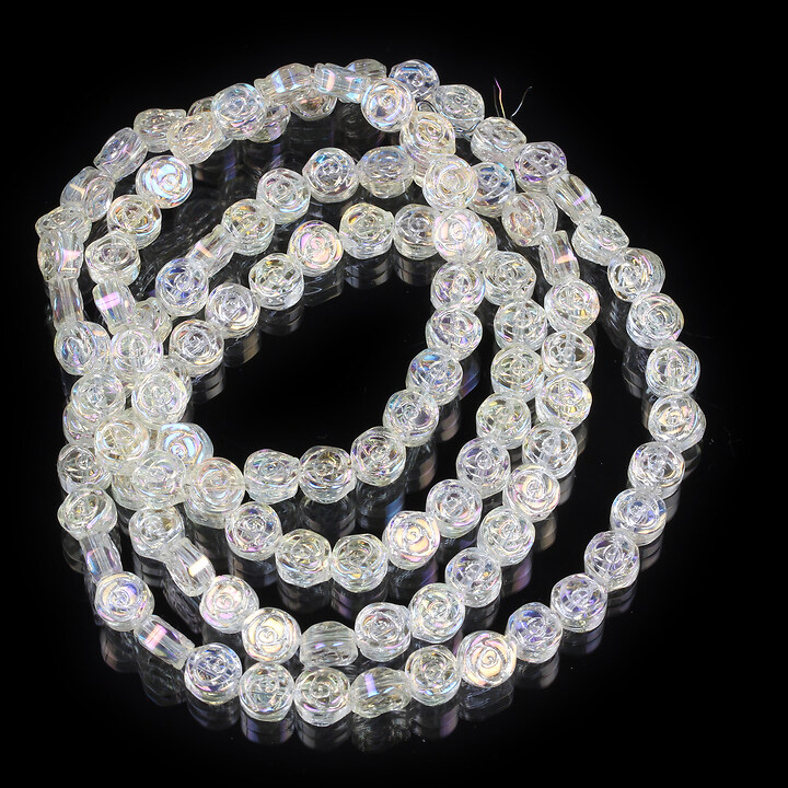Margele cristal electroplacat 6x7mm (sirag) - trandafir crem AB