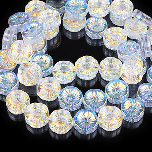 Margele cristal electroplacat 14x14,5mm (sirag) - floare alb auriu AB