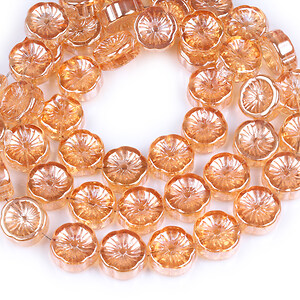 Margele cristal electroplacat 14x14,5mm (sirag) - floare portocaliu AB