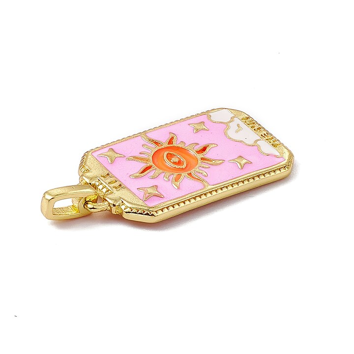 Pandantiv auriu emailat carte de tarot Soare 26x14x2mm