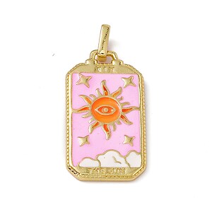 Pandantiv auriu emailat carte de tarot Soare 26x14x2mm