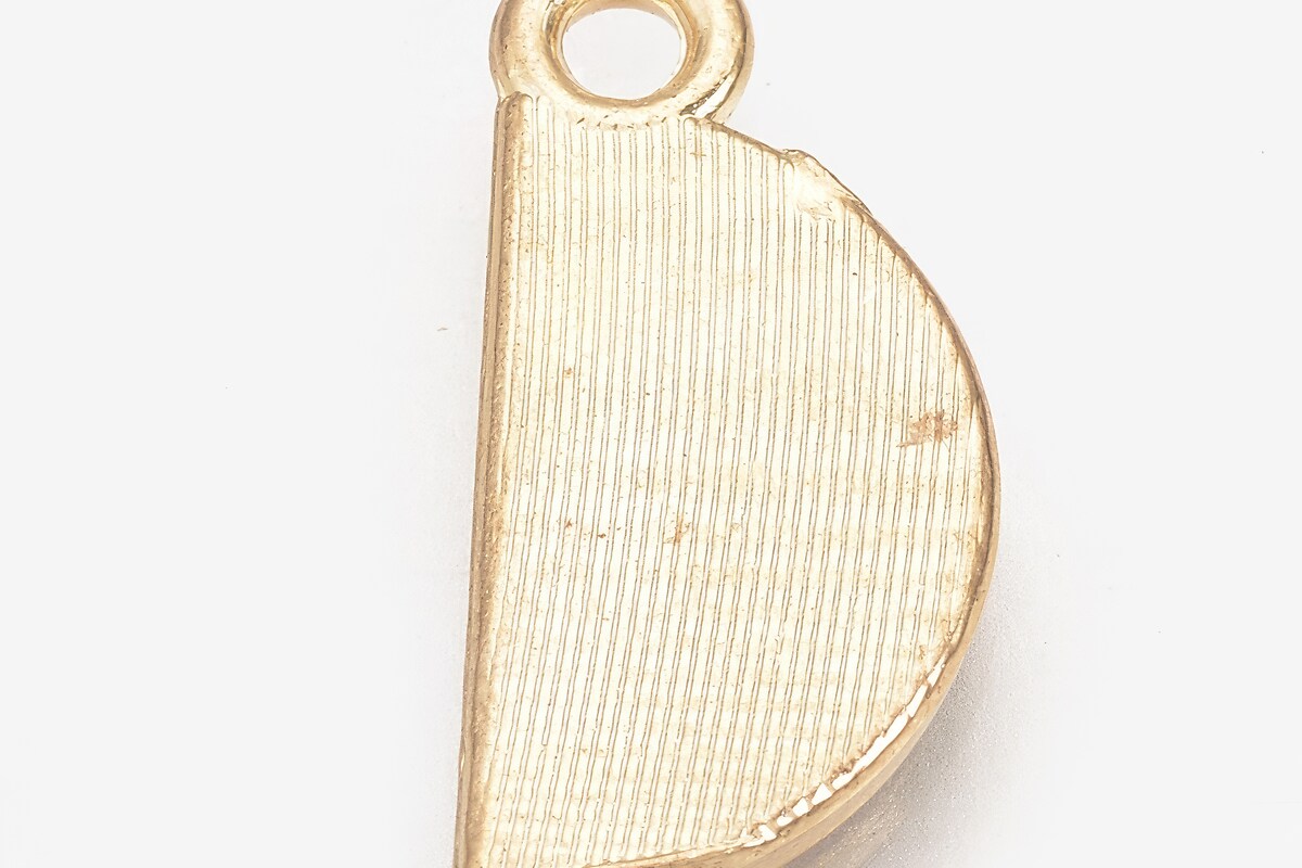 Charm auriu emailat felie de pepene 17x8x2mm