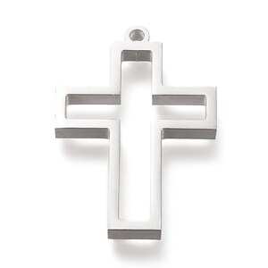Cadru pandantiv (open back bezel) pentru rasina, otel inoxidabil 304, cruce 32,5x22x3mm