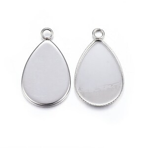 Baza cabochon (cadru pentru rasina) otel inoxidabil 304, lacrima, interior 21x15mm