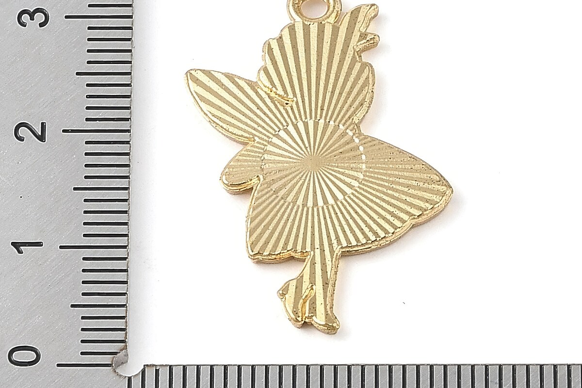 Charm auriu emailat zana Fairy in nuante de albastru 30x16x1,5mm