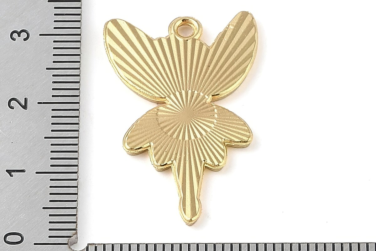 Charm auriu emailat zana Fairy in nuante de verde 30x19x1,5mm