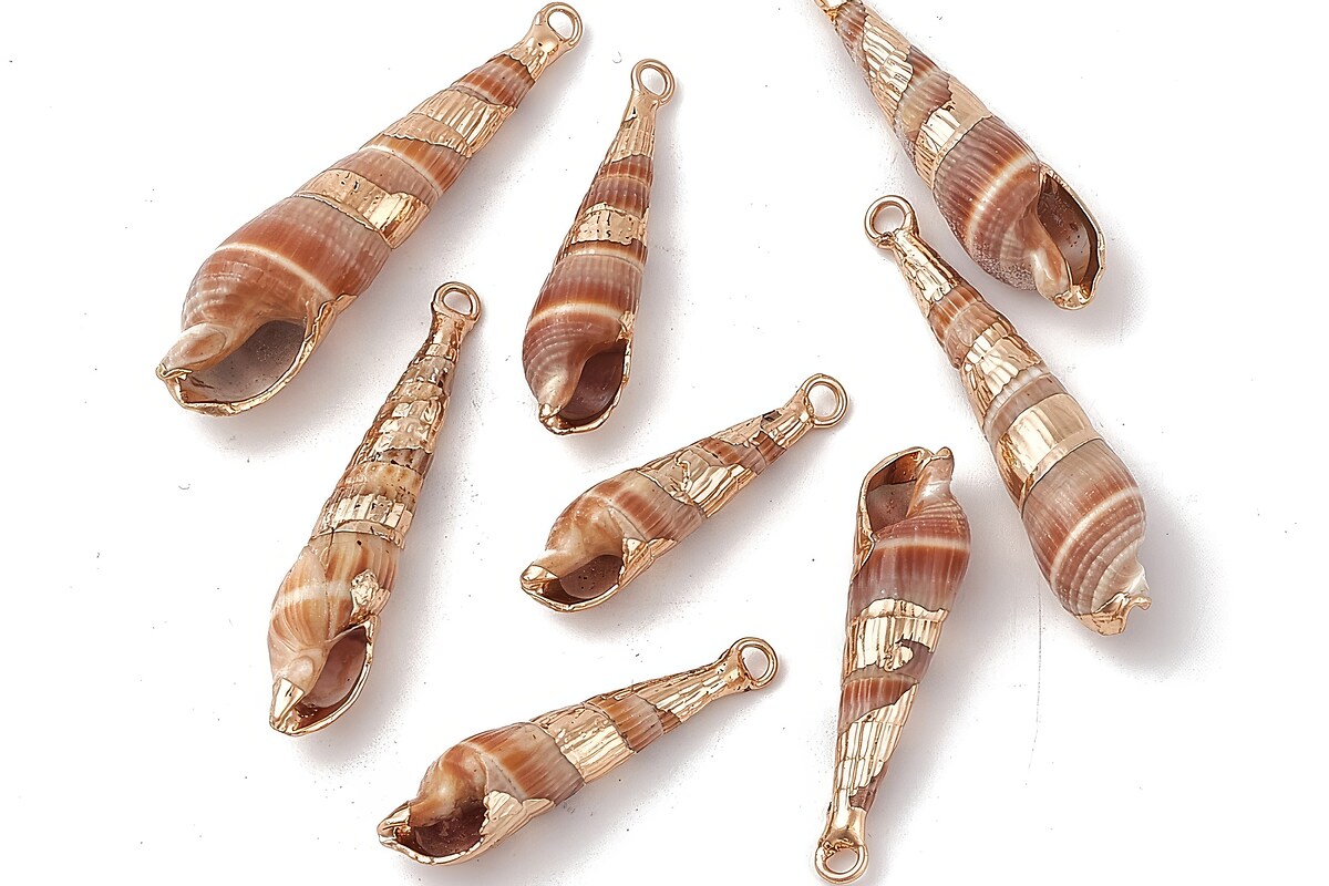 Pandantiv scoica electroplacata cu auriu 32-49x8-12x8-11mm