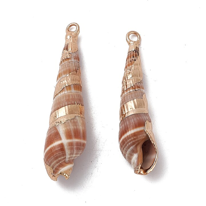 Pandantiv scoica electroplacata cu auriu 32-49x8-12x8-11mm