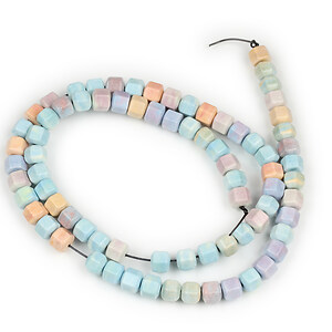 Margele  Rainbow Alashan Agate hexagon 5x5,5-6mm (sirag) - pastel