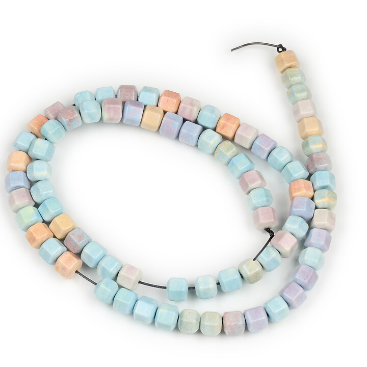 Margele Rainbow Alashan Agate hexagon 5x5,5-6mm (sirag) - pastel