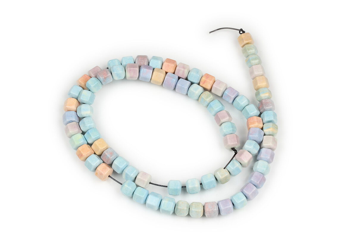 Margele Rainbow Alashan Agate hexagon 5x5,5-6mm (sirag) - pastel