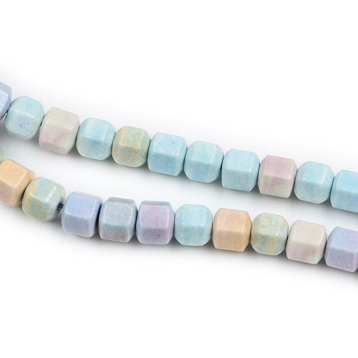 Margele Rainbow Alashan Agate hexagon 5x5,5-6mm (sirag) - pastel