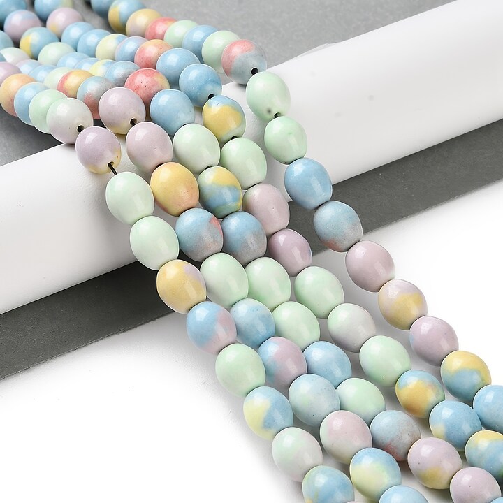 Margele Rainbow Alashan Agate oval 9,5x8-8,5mm (sirag) - pastel