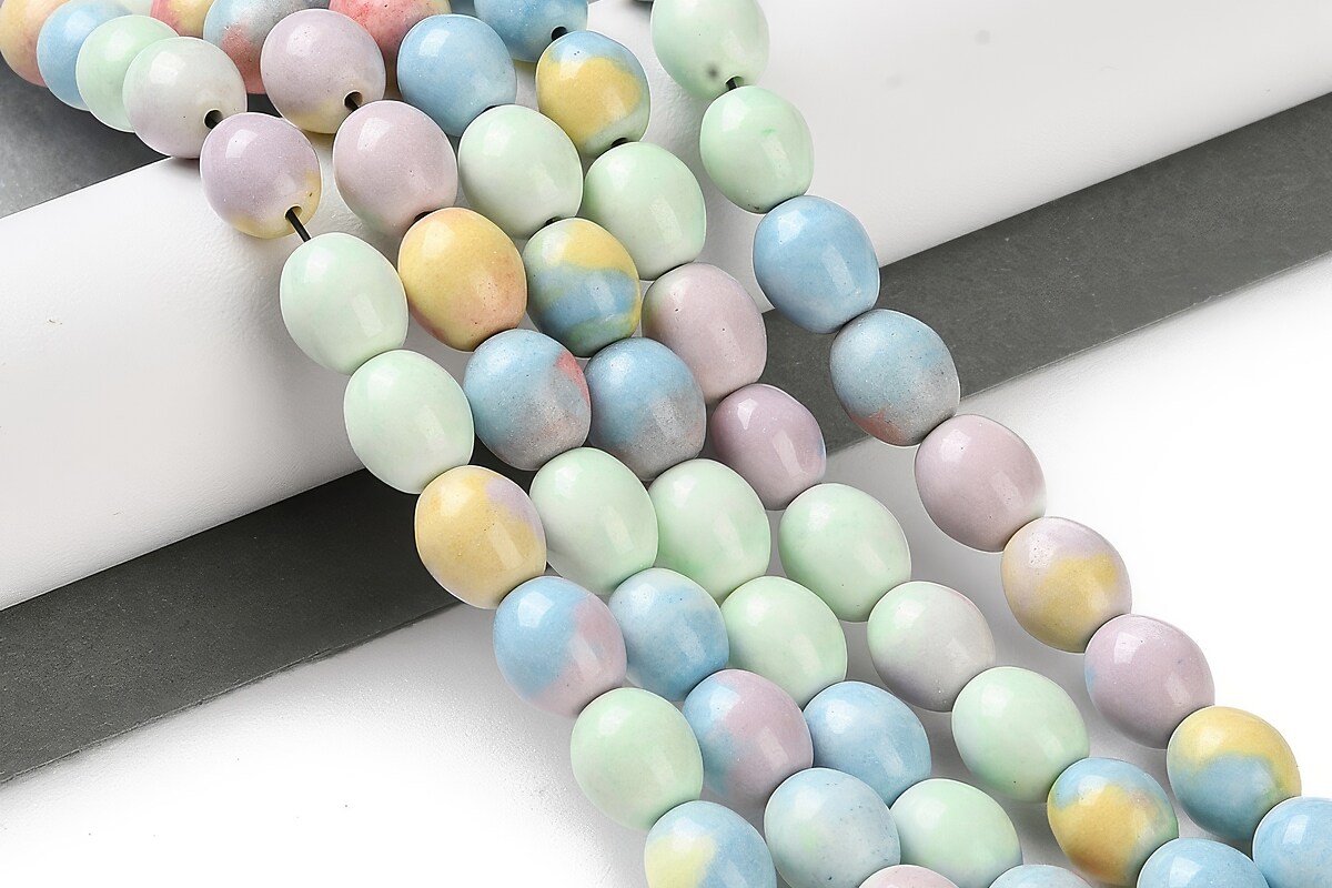 Margele Rainbow Alashan Agate oval 9,5x8-8,5mm (sirag) - pastel