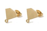 Tortite cercei otel inoxidabil 304 auriu (placare IP), diamant, 10,5x10,5mm (2 buc.)