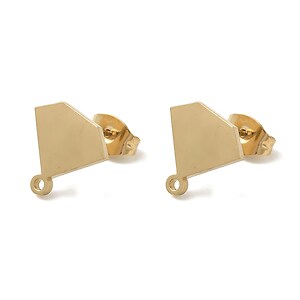 Tortite cercei otel inoxidabil 304 auriu (placare IP), diamant, 10,5x10,5mm (2 buc.)