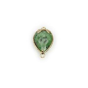 Pandantiv link auriu capsuna cu cabochon Ruby in Zoisite 20x11,5x5mm