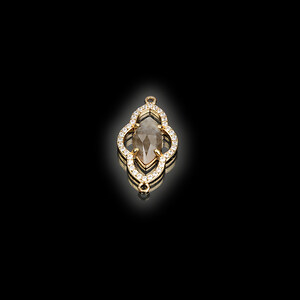 Pandantiv link labradorit cu strasuri Cubic Zirconia in montura aurie 27,5x15x4mm