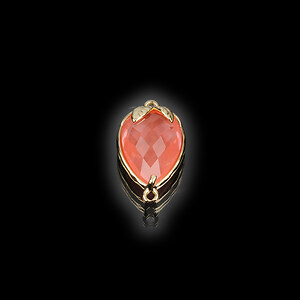 Pandantiv link auriu capsuna cu cabochon cherry cuart 20x11,5x5mm