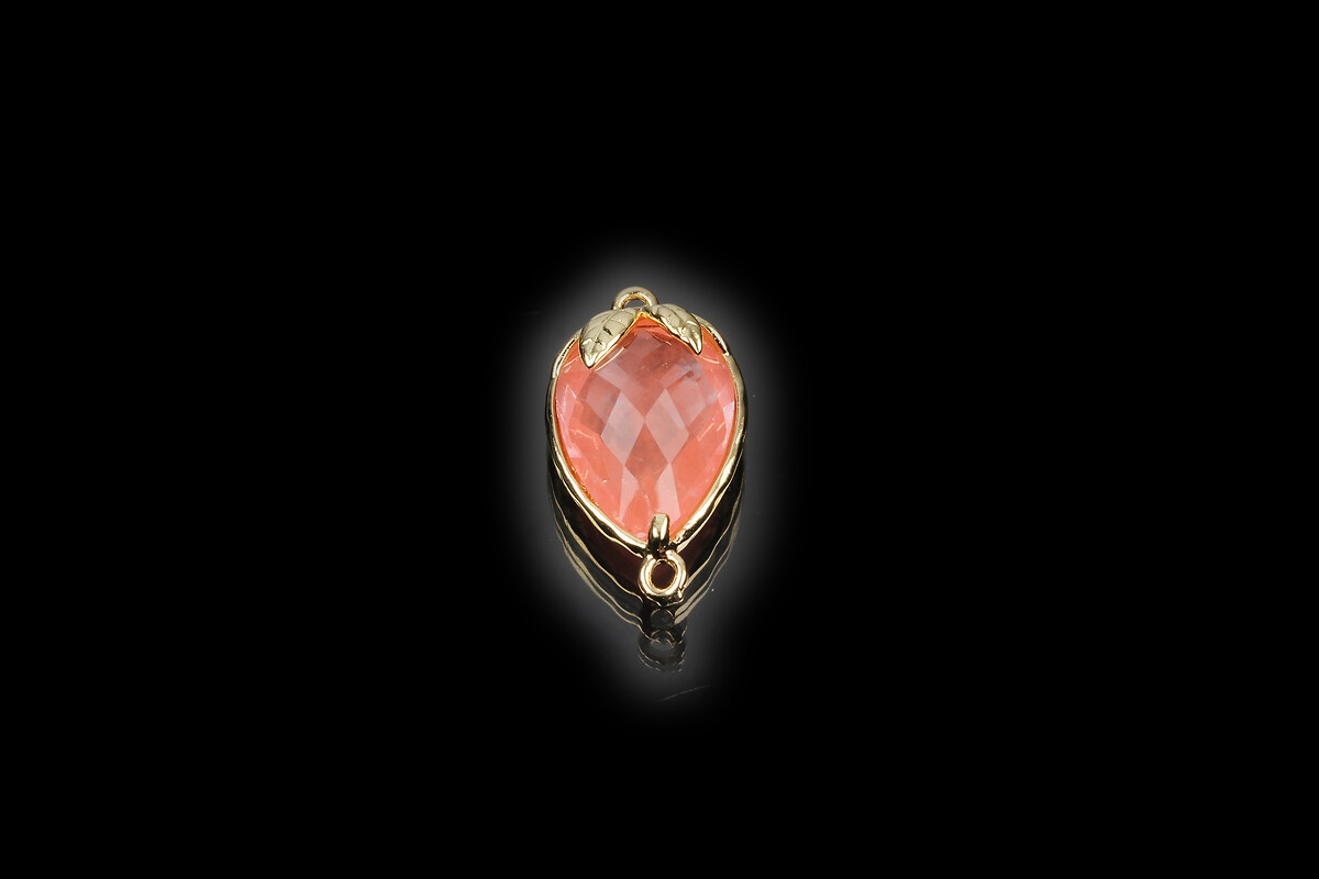 Pandantiv link auriu capsuna cu cabochon cherry cuart 20x11,5x5mm