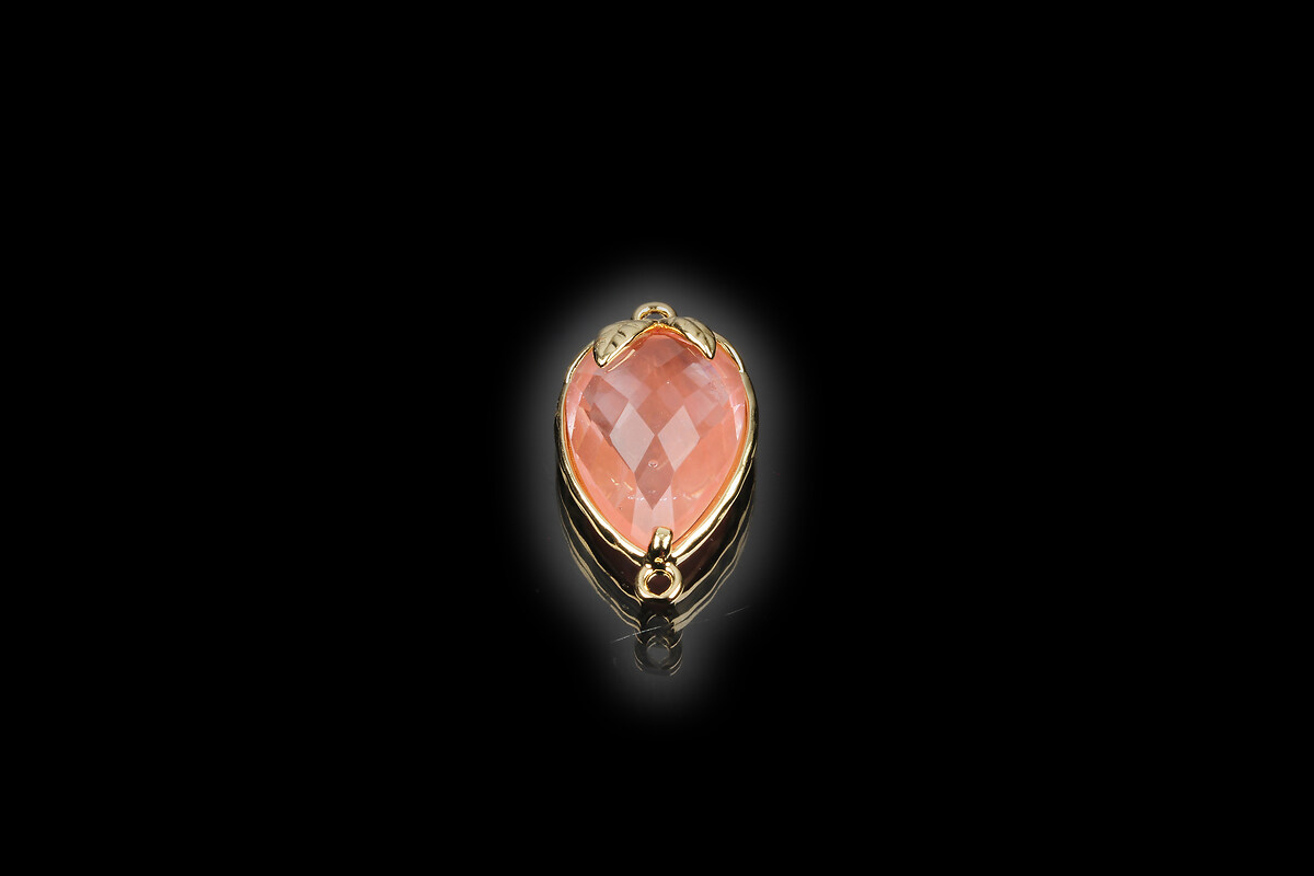 Pandantiv link auriu capsuna cu cabochon cherry cuart 20x11,5x5mm