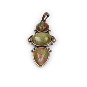 Pandantiv unakite in montura cupru 47x24x6,5mm