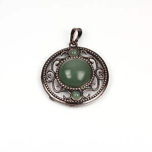 Pandantiv aventurin verde in montura cupru 36,5x33x9,5mm