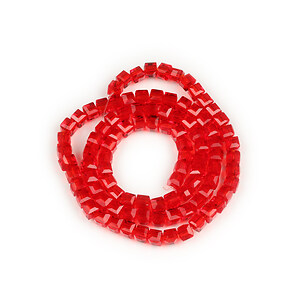 Sirag margele cristal, cub fatetat 4x4,5mm - rosu