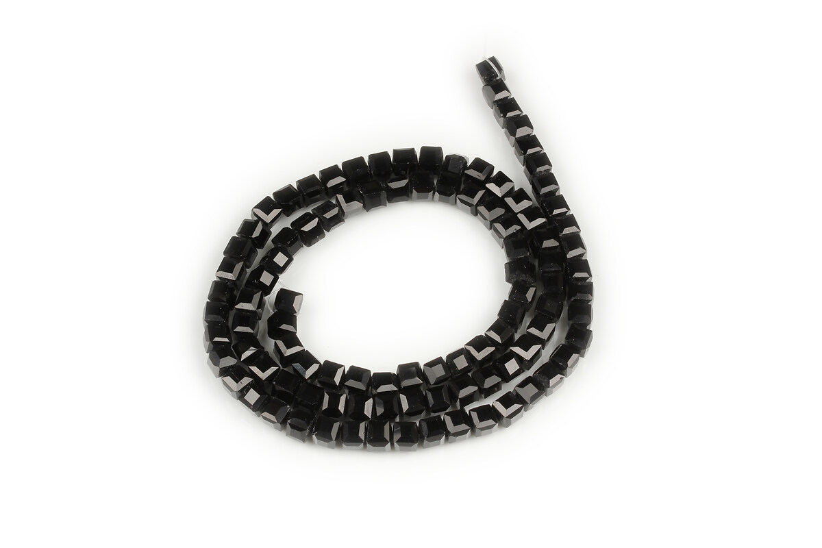 Sirag margele cristal, cub fatetat 4x4,5mm - negru