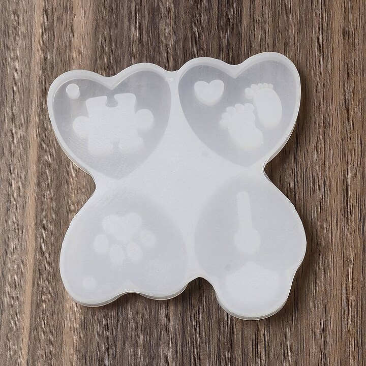 Matrita din silicon pentru pandantive din rasina, inima cu model, 117x111x9mm