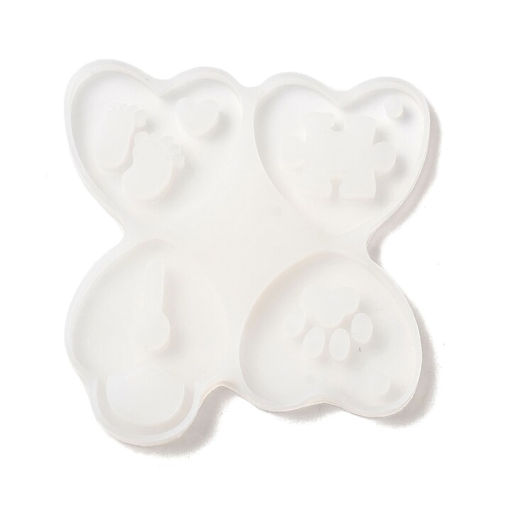 Matrita din silicon pentru pandantive din rasina, inima cu model, 117x111x9mm