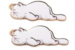 Charm auriu pisica cu email alb 35x13x1,5mm