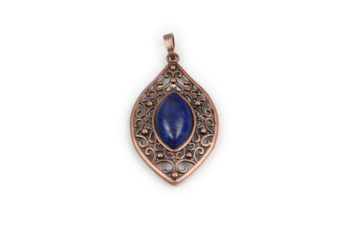 Pandantiv lapis lazuli in montura cupru lacrima 48x28x7,5mm
