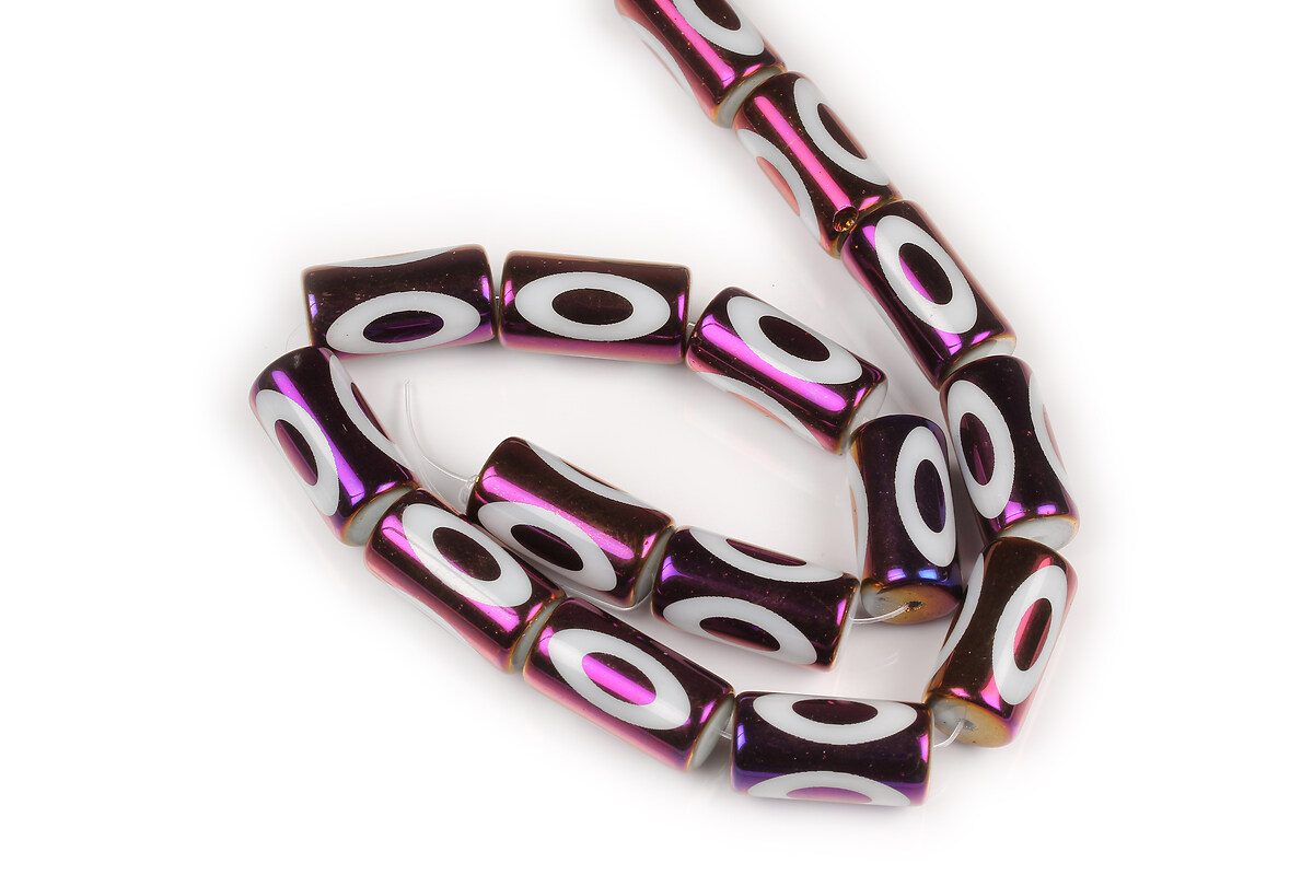 Sirag margele de sticla tubulare electroplacate 20x10mm - magenta