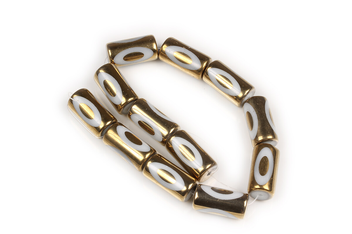 Sirag margele de sticla tubulare electroplacate 20x10mm - auriu