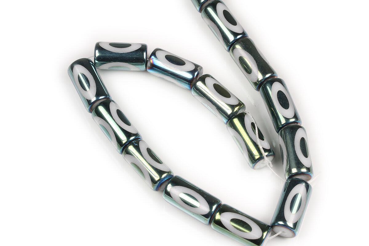 Sirag margele de sticla tubulare electroplacate 20x10mm - verde
