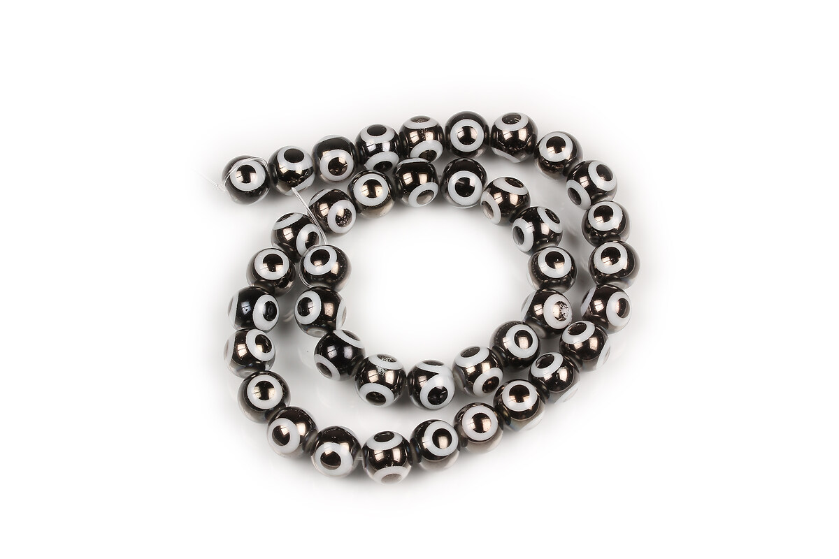Sirag margele de sticla electroplacate model evil eye sfere 8mm - gunmetal