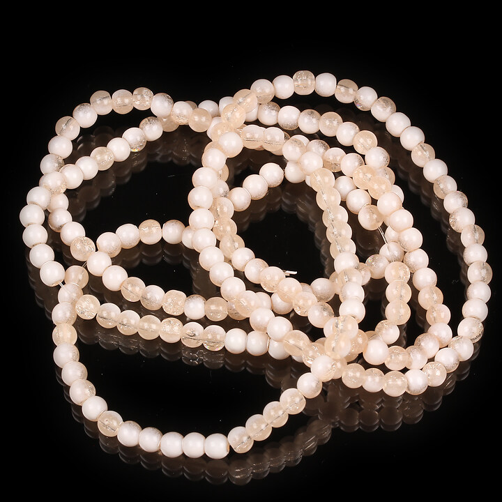 Sirag margele de sticla crackle aprox. 4,5mm - nude
