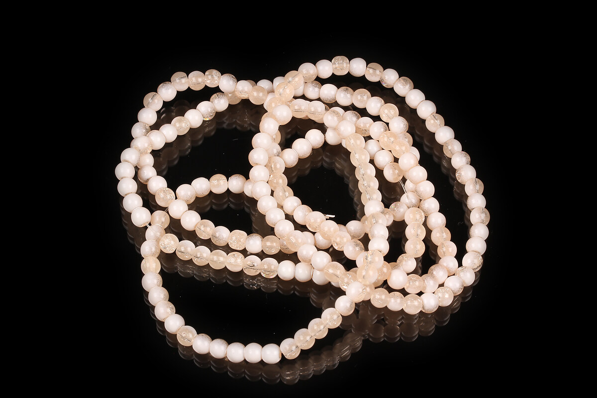 Sirag margele de sticla crackle aprox. 4,5mm - nude