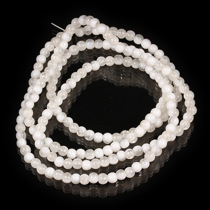 Sirag margele de sticla crackle aprox. 4,5mm - alb