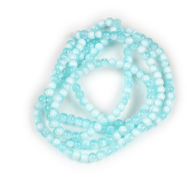 Sirag margele de sticla crackle aprox. 4,5mm - bleu