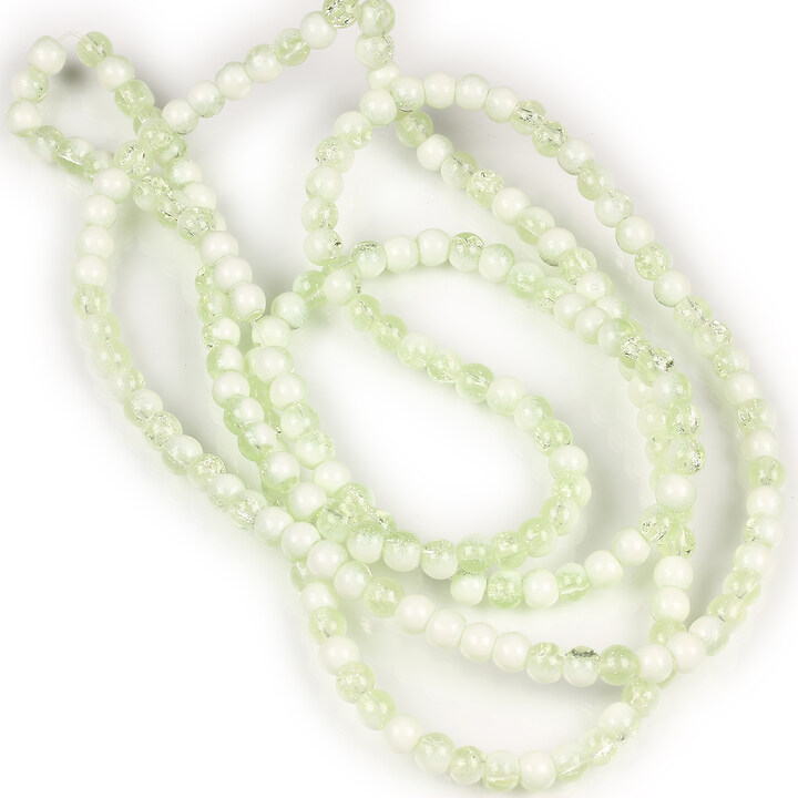 Sirag margele de sticla crackle aprox. 4,5mm - verde deschis